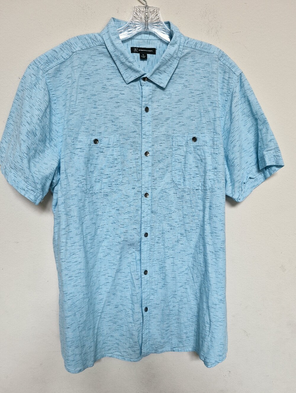 INC International Aqua Short-Sleeve Button-Down Shirt Size XL